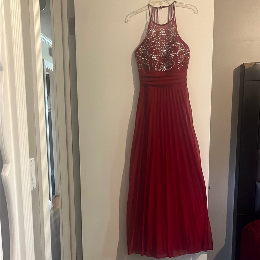 Elegant Red Halter Dress